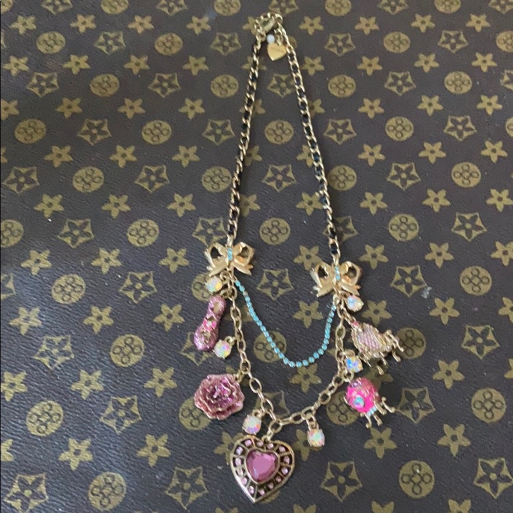 Betsy Johnson rhinestone pink necklace